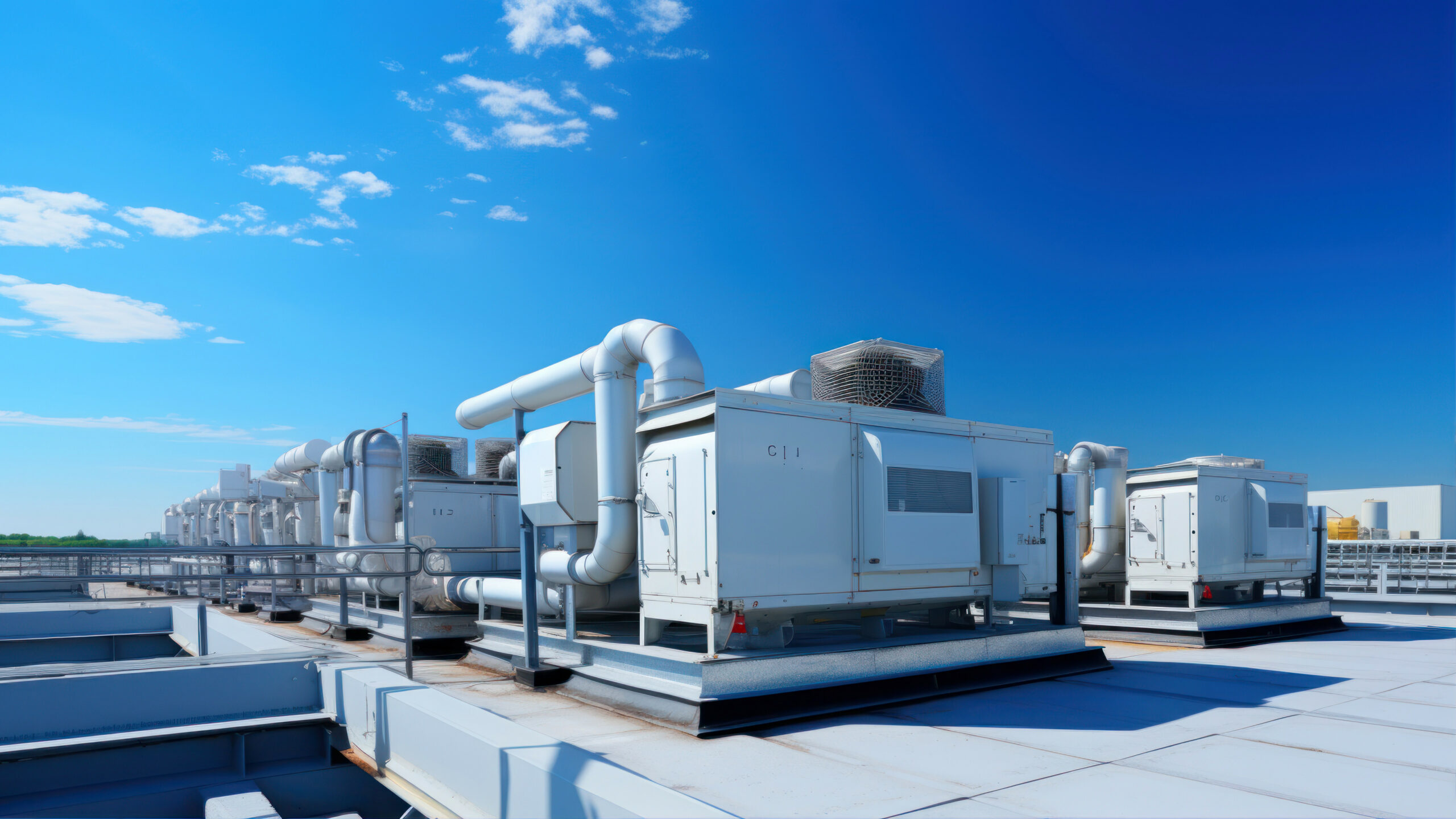 Industrial air conditioner on the roof of the building. 3d render