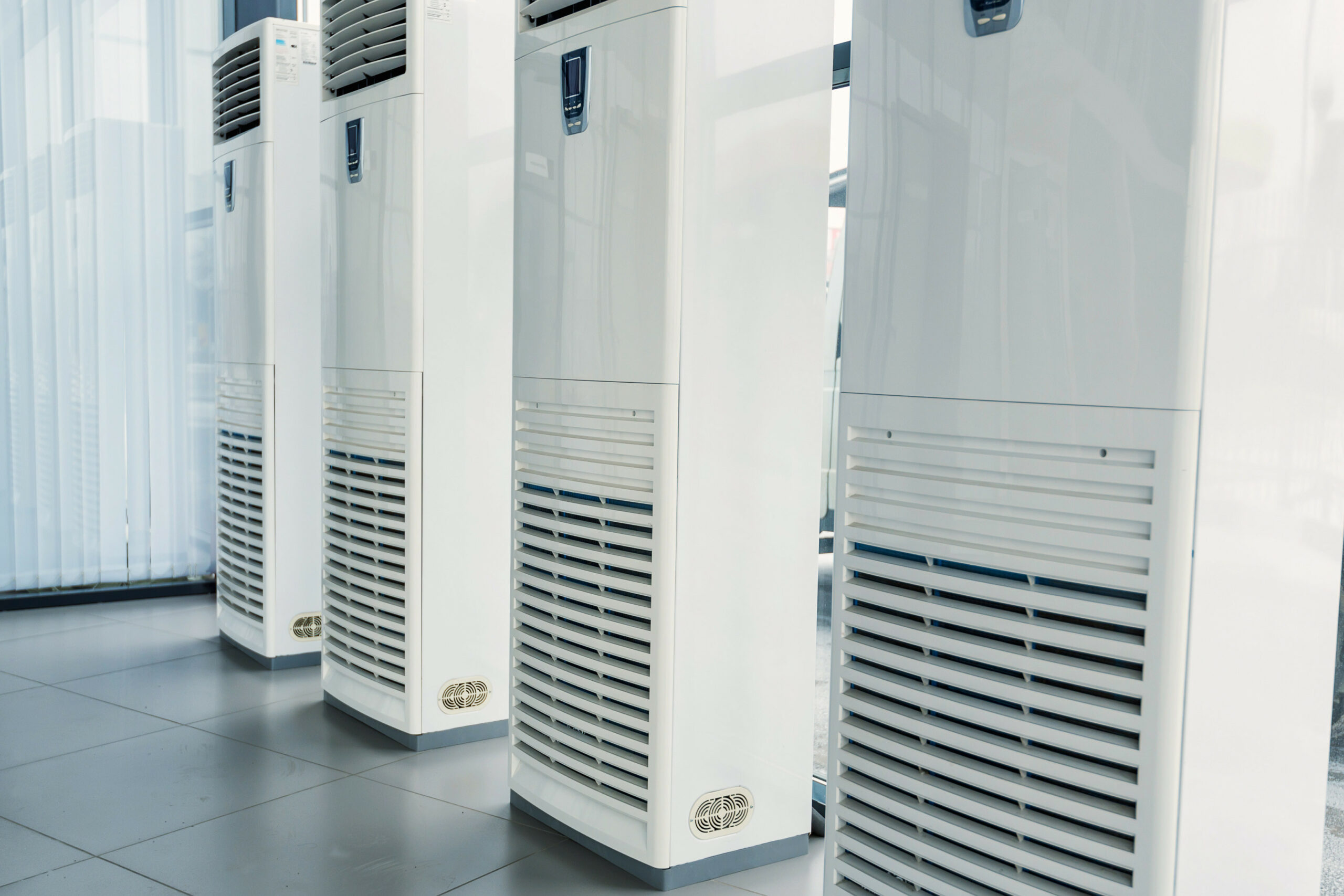 Office air conditioner systems installed on floor